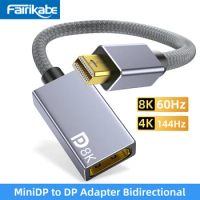 8K60Hz MDP Adapter to DP 4K144Hz Bidirectional DP Mdp Converter MiniDP1.4 to DP Scart MiniDisplayPort Cable for MacOS surface