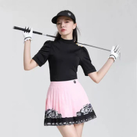 MG new summer golf set for women puff sleeve t-shirt fashion high quality tops golf skirt short skort female sportswear