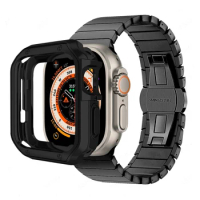 TPU Case + Link Bracelet for Apple Watch Ultra Band 49mm 45mm 44mm 42mm Stainless Steel Strap iWatch SE 8 7 6 5 4 3 Correa 41mm