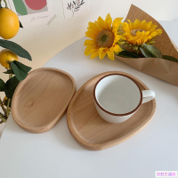簡約日式實木餐盤創意不規則橢圓點心水果盤桌面收納擺拍道具