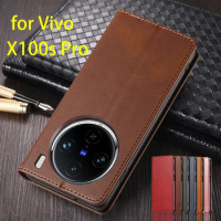 Leather Case for Vivo X100s Pro Flip Case Card Holder Holster Magnetic Attraction Cover Wallet Case Fundas Coque