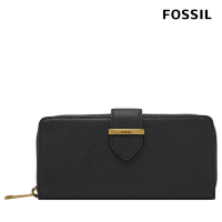 FOSSIL Bryce 真皮造型扣帶長夾-黑色 SWL2861001