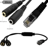 Pro PC Computer Stereo Headset Cable Dual 3.5mm Female to RJ9 Male Jack Telephone Phone Adapter Converter Cord