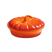 【Le Creuset】瓷器萬聖節 南瓜造型派盤(火焰橘)
