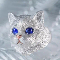 Real 18K Gold Sapphire Diamonds Ring Cat Fashion Gift Christmas Luxury Design Handmade Customization Jewellery