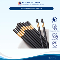 (Combo 2 vĩ) Đũa 3 lá vàng cao cấp – Đũa nhựa đen mạ vàng, họa tiết sang trọng, chịu nhiệt tốt.