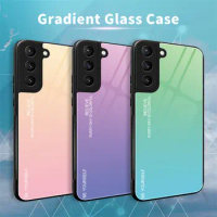 For Samsung Galaxy S21 FE 5G G990B Case Gradient Tempered Glass Hard Cover Back Phone Case for Samsung Galaxy S21 FE S21FE 5G