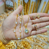 Set Perhiasan PMT PUTIH BIRU Wanita Dewasa Emas Gold Titanium 24k Realpict Cantik Simple Elegan Mewa