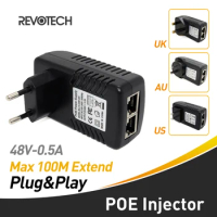 POE Injector POE Power Adapter Output DC48V 0.5A EU/UK/US/AU Plug Optional for POE Camera Poe Cam IP POE camera power adapter