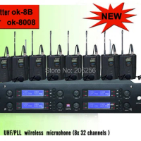 Factory okmic ok-8008 8B Wholesale Wireless Conference Microphone 8Channels Microphone for Karaoke Profissional with Transmitter