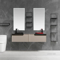 Bathroom furniture, light luxury solid wood bathroom cabinet, ceramic basin, LED mirror, combined bathroom cabinet
