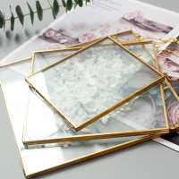 海報夾 磁吸掛軸 復古黃銅玻璃相框植物標本夾照片羽毛永生花展示相架家居裝飾畫框『xy9994』