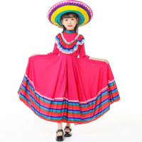 European And American Style Large Swing Skirt Mid-sleeve Dress Mexican National Costume