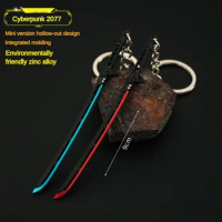 Cyberpunk mini Game Peripherals Keychain Thermal Energy Katana Alloy Keyring Uncut Toys Weapons Knife Lightsaber Model Gifts Toy