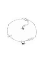 Millenne MILLENNE Millennia 2000 Cross and Heart Infinity Cubic Zirconia Silver Adjustable Bracelet with 925 Sterling Silver