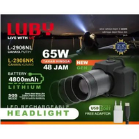 Senter Kepala Luby 65 Watt 35 Watt Baterai Cas L 2906 NL & NK Water Proof Headlamp Cahaya Putih Head