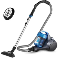 Bagless Canister Vacuum Cleaner, Lightweight Vac for Carpets and Hard Floors, w/Filter, Blue