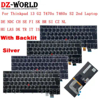 DE NDC CH SE FI SK BR SI CZ NL HU LAS DK TR IT IS Silver Backlit Keyboard for Lenovo Thinkpad 13 Gen2 T470s S2 2nd T460s Laptop