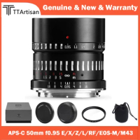 TTArtisan 50mm F0.95 APS-C Large Aperture Manual Lens for Sony E Mount Fujifilm X Canon M Leica L Nikon Z Panasonic Olympus M43