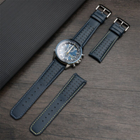 Genuine Leather Watch B For CITIZEN Blue Angel Men Radio Wave Watch AT8020-54L/8020-03L/JY8078 Curved End Strap 22Mm 23Mm㏇0305