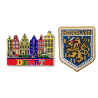 【A-ONE 匯旺】荷蘭台夫特DELFT大門磁鐵+荷蘭 阿姆斯特丹布標2件組旅遊磁鐵 紀念磁鐵(C231+110)