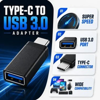OTG USB 3.0 to Type C Adapter Mini Aluminium Converter USB A Female Type C Male untuk Flashdisk Mous