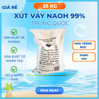 XÚT VẢY NAOH 99% TRUNG QUỐC BAO 25KG Natri Hydroxit Sodium Hydroxide Phôi Xà Phòng Dạng Vảy Trắng Dễ