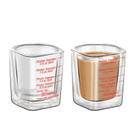 1Pcs Coffee Shop Thick Bottom Glass Small Square Cup With Scale 60ml Espresso Cup Simple Heat-resistant Household Ounce Cups