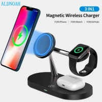 3 in 1 Magnetic Wireless Charger Stand For iPhone 12 13 14 Pro Max Apple Watch 15W Fast Charging Dock Station For Airpods Pro 2