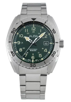 Alba Jam Tangan Pria Alba Sport AS9U71 AS9U71X1 Strap Stainless Steel Silver Color Green Case Black 