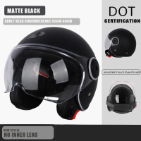 DOT Certified Vintage Open Helmet Motorcycle Open Face Helmet Retro 3/4 Helmet Cruise Casco Casque M