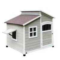Outdoor Kennel Windproof Warm Medium Large Dog Dog House Large Space Solid Wood Rain-Proof Outdoor