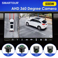 500W Car AHD 360Camera Panoramic Surround View for Android Auto Radio Night Vision Right/Left/Front/Rear View Camera System