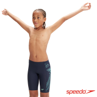 【SPEEDO】男孩 運動及膝泳褲 Plastisol(深藍/極光綠)