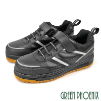 【GREEN PHOENIX 波兒德】男鞋 安全鋼頭鞋 工作鞋 寬楦 橡膠大底 反光(黑銀)