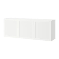 BESTÅ 上牆式收納櫃組合, 白色/hanviken 白色, 180x42x64 公分