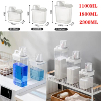 1100/1800/2300Ml Refillable Laundry Detergent Dispenser Empty Tank for Powder Softener Bleach Storage Container with Labels