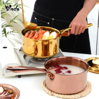 Stainless Steel Milk Pot Food Heating Cooking Pot 3layers Bottom Butter Chocolate Melted Pan Long handle Cheese Pot with Lid