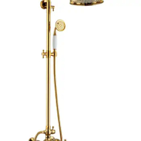 Luxury Gold Brass Bathroom shower faucet set Golden High Quality 3 Functions Hot Cold Water Shower faucet 8 inch shower head