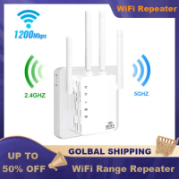 2023 WiFi Repeater Dual Band 2.4GHz 5GHz Wifi Extender 1200Mbps Network Wi Fi Booster Amplifier Signal for Home Office