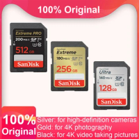 SanDisk Memory Card SD Card 32GB 64GB 128GB 256GB Ultra Extreme Pro 512GB 1TB SDHC/SDXC Class10 U1 U3 4K Flash Card for Camera