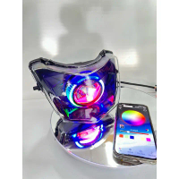 Bi Cầu Choá SRM Lắp Wave 50-100-110 Độ Bi F11 60W Vòng 3D Trắng   Mắt Quỷ Đổi Màu  Bảo Hành 24 Tháng