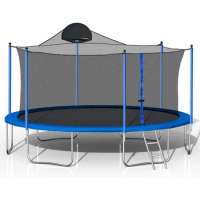 Outdoor Recreational Trampolines for and Adults With Enclosure Net &amp; Ladder Garden Trampoline for Exercise ASTM Approved Jump