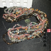 天然水晶帶孔半成品 DIY穿手鏈項鏈有孔碎石實物圖撿漏價一組