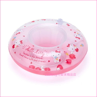 asdfkitty可愛家☆KITTY冰淇淋粉紅色圓型充氣杯墊/置物盤/兒童洗澡玩具-泡澡喝飲料-日本正版商品