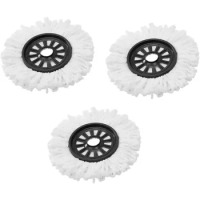 3 Pack Microfiber Spin Mop Heads Refills for Universal 360 Degree Spin Magic Mop Head Round Shape Spin Mop Handle