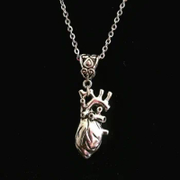 Anatomical 3D Solid Pewter effect Silver Color Heart Necklace Pendant Horror Macabre Gore Gothic Anatomy