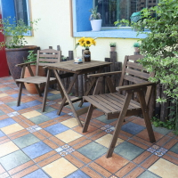 實木 休閑創意桌椅 組合 多用 途 家用 戶外 露臺大氣 餐桌 椅咖啡下午茶桌