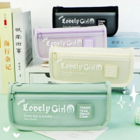 Girl Large Capacity Aesthetic Pencil Bag School Cases Cute Stationery Holder Bag Zipper Pencil Pouch Student School Supplies