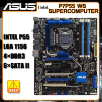 LGA 1156 Motherboard ASUS P7P55 WS Supercomputer Intel P55 4×DDR3 16GB USB2.0 ATX support Core i5 660 i7 880 cpu